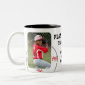 野球選手の名前番号チーム2の写真 ツートーンマグカップ (左)