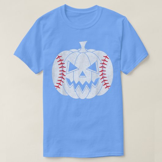 野球選手の怖いカボチャヴィンテージ仮装ホール Tシャツ (デザイン正面)