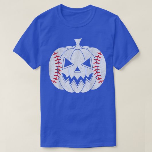 野球選手の怖いカボチャヴィンテージ仮装ホール Tシャツ (デザイン正面)