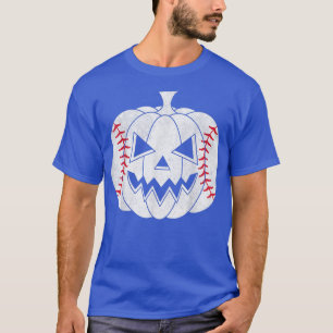 野球選手の怖いカボチャヴィンテージ仮装ホール Tシャツ