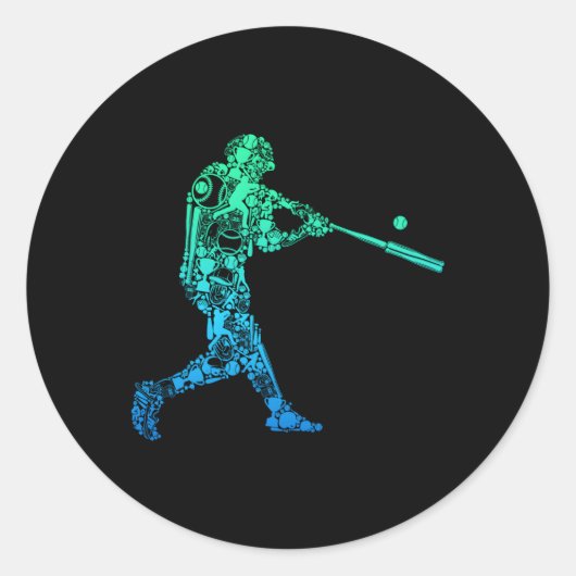 野球選手の打者の若者 ラウンドシール (正面)