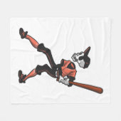 野球選手の野球骨格デザイン フリースブランケット (正面(横))