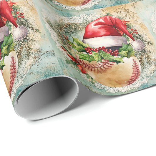 野球選手をテーマにしたクリスマス ラッピングペーパー (ロールコーナー)