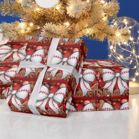 野球選手をテーマにしたクリスマス ラッピングペーパー (クリスマス)