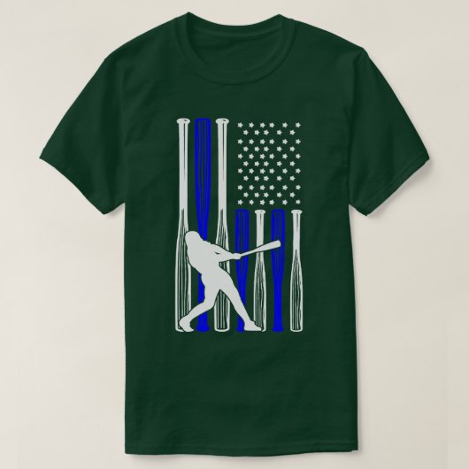 野球選手アメリカ国旗 Tシャツ (デザイン正面)