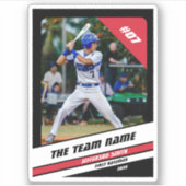 野球選手カスタムのギフト白黒赤 シール (正面)