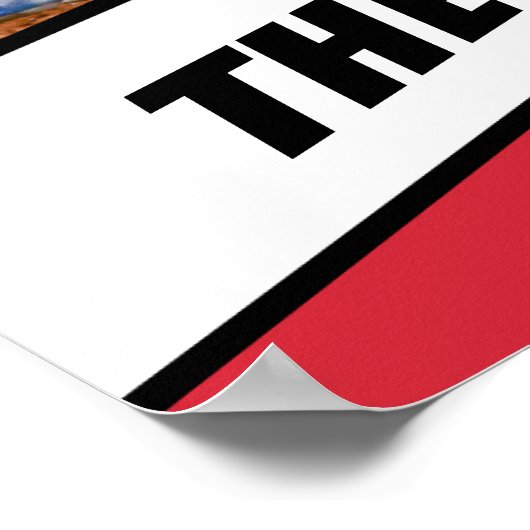 野球選手カスタムのギフト白黒赤 ポスター (角)