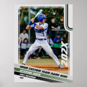 野球選手カスタムのギフトinグレーグリーン ポスター (正面)