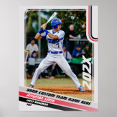 野球選手カスタムのギフトinグレーレッド ポスター (正面)