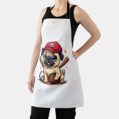 野球選手コーチパグ犬の恋人パグ母 エプロン (インサイチュ)