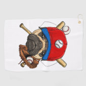 野球選手コーチパグ犬の恋人パグ母 ゴルフタオル (横)