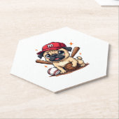 野球選手コーチパグ犬の恋人パグ母 ペーパーコースター (アングル)