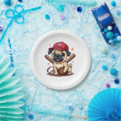 野球選手コーチパグ犬の恋人パグ母 ペーパープレート (パーティー)