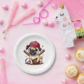 野球選手コーチパグ犬の恋人パグ母 ペーパープレート (パーティー)