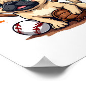 野球選手コーチパグ犬の恋人パグ母 ポスター (角)