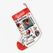 野球選手ソフトボーパーソナライズされたルの写真と名前 スモールクリスマスストッキング (裏面 (吊り時))