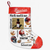 野球選手ソフトボーパーソナライズされたルの写真と名前 スモールクリスマスストッキング (正面)