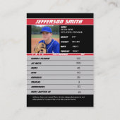 野球選手トレーディングカーカスタムド赤ギフト コーリングカード (裏面)