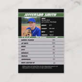 野球選手トレーディングカードカスタムグリーンギフト コーリングカード (裏面)