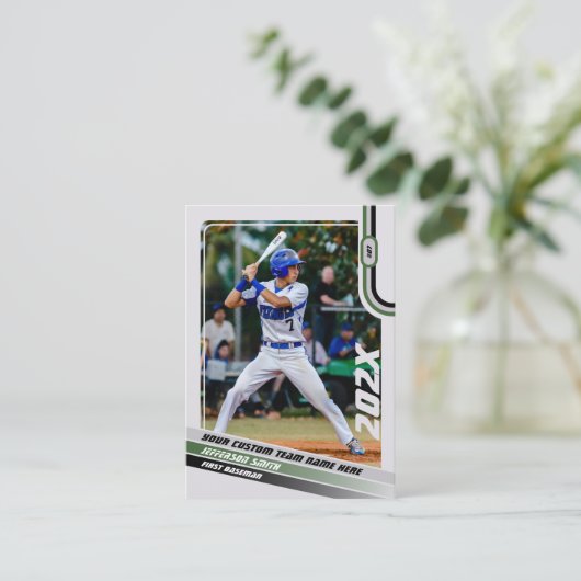 野球選手トレーディングカードカスタムグリーングレー コーリングカード (スタンド正面)