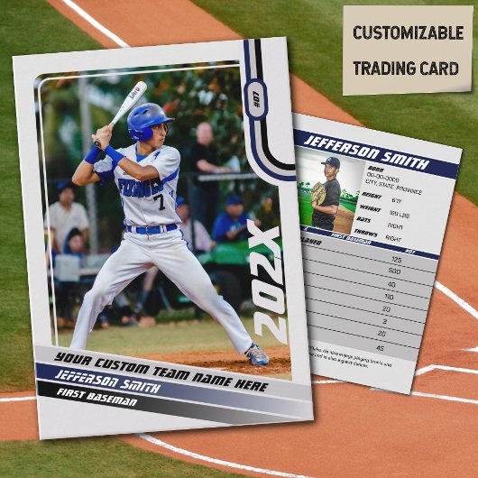 野球選手トレーディングカードカスタムブルーグレー コーリングカード