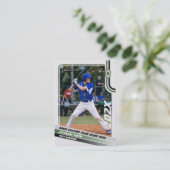 野球選手トレーディングカード カスタム グリーン グレー コーリングカード (スタンド正面)