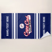 野球選手ナンバーチームクラブロゴカスタム ビーチタオル (正面)