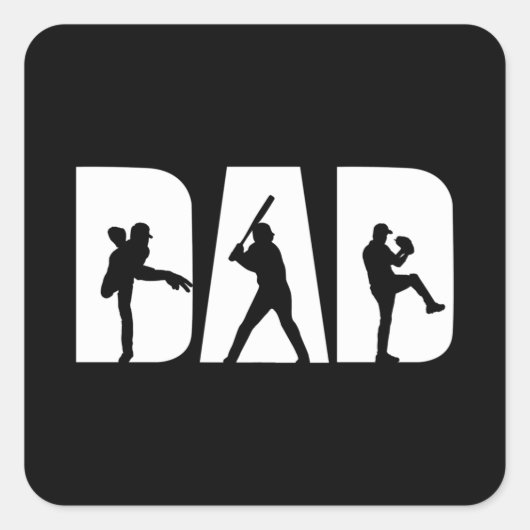 野球選手パパ野球愛好家メンズファーザーデイ スクエアシール (正面)