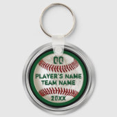 野球選手パーソナライズされたへのグリーン汚い贈り物 キーホルダー (正面)