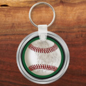 野球選手パーソナライズされたへのグリーン汚い贈り物 キーホルダー (裏面)