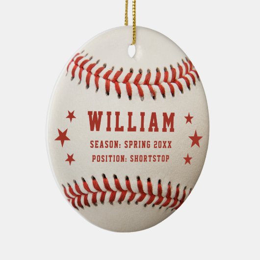 野球選手パーソナライズされた名キッズクリスマス セラミックオーナメント (右)