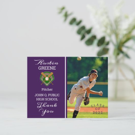 野球選手フォトパープル卒業ありがとう ポストカード (スタンド正面)