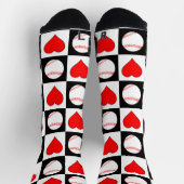 野球選手ベースボール&ハートパターンスポーツ ソックス (上部)