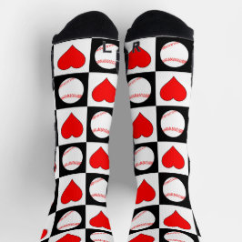 野球選手ベースボール&ハートパターンスポーツ ソックス