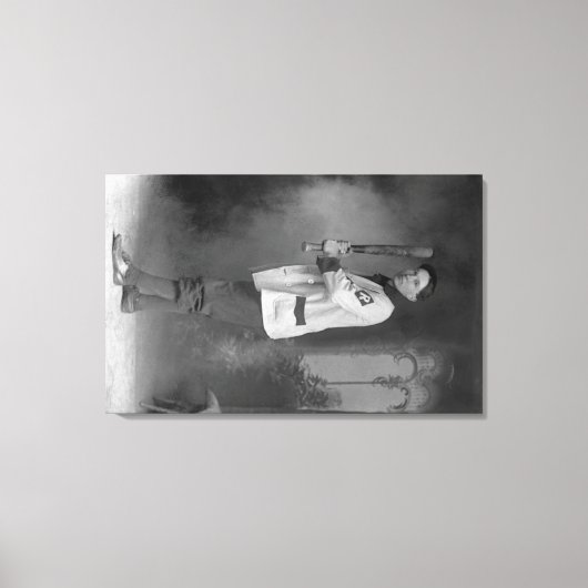 野球選手ポートレート保持こうもり キャンバスプリント (正面)