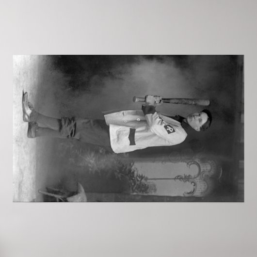 野球選手ポートレート保持こうもり ポスター (正面)