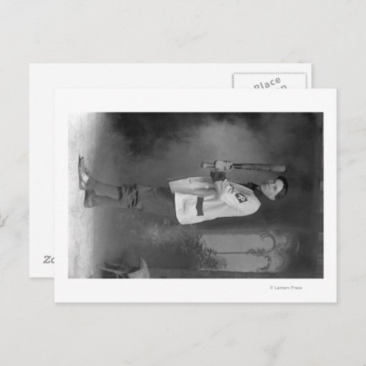 野球選手ポートレート保持こうもり ポストカード (正面/裏面)