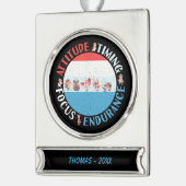 野球選手マインドセット – 赤白青 シルバープレートバナーオーナメント (左)