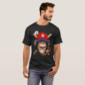野球選手モンキーフェイス投手捕手野球 Tシャツ (正面フル)