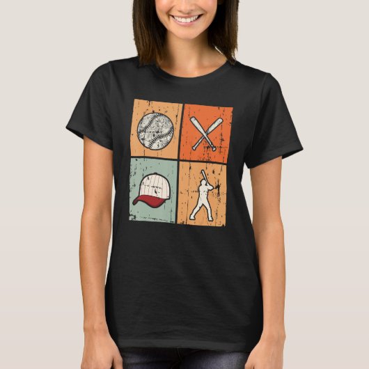 野球選手ヴィンテージソフトボールゲーム Tシャツ (正面)