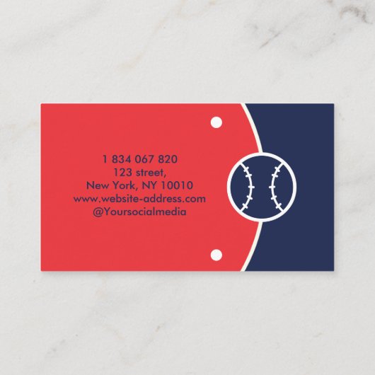 野球選手野球コーチインストラクター 名刺 (裏面)