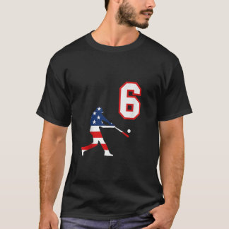 野球選手6位とアメリカ合衆国の国旗Ta Tシャツ