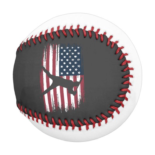 野球選手 アメリカ国旗 USA カモフラージュ 柄 愛国 野球ボール (正面右)