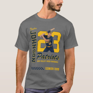 野球選手 オーダーメイド 写真付き 背番号 ブルー Tシャツ