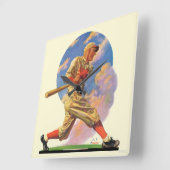 野球選手 スクエア壁時計 (傾斜)