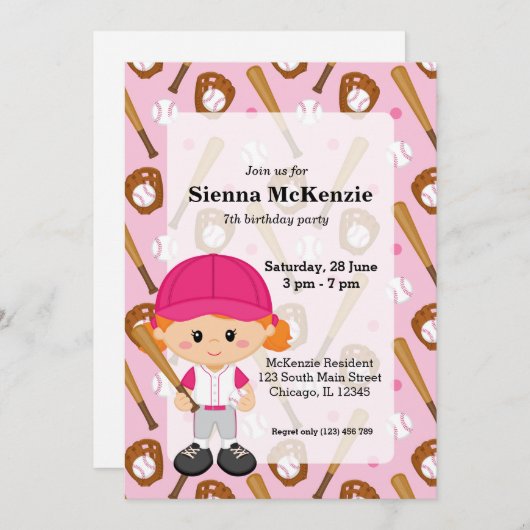 野球選手 招待状 (正面/裏面)