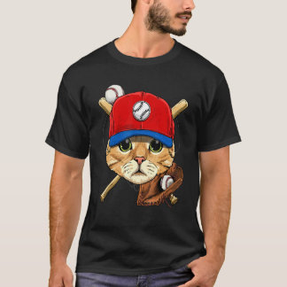 野球選手 猫 バッター 投手 キャッチャー 野球 Tシャツ