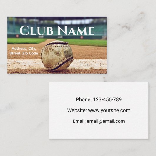 野球部の名前フィールド横の写真モダン 名刺 (正面/裏面)