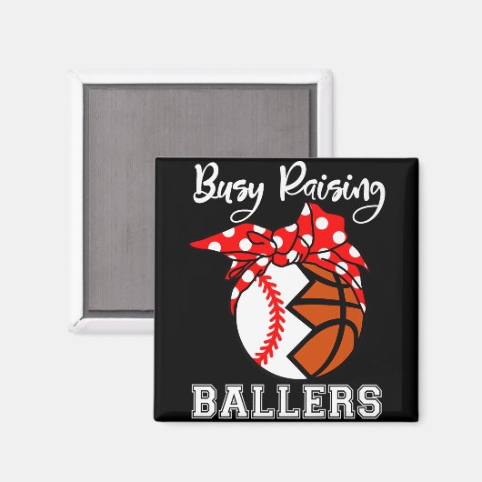 野球部忙し球バスケッおもしろいプママ育成 マグネット (正面/裏面)