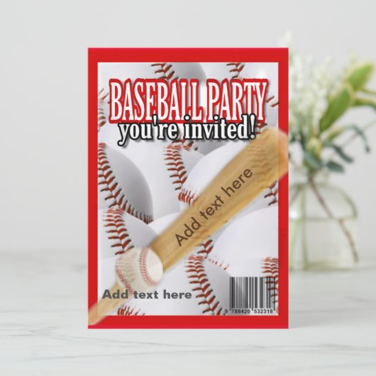 野球雑誌の白と赤のパーティー 招待状 (スタンド正面)